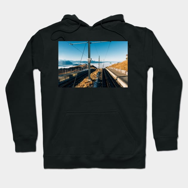 Central Switzerland - Rigi Kulm Top Station on Clear Sunny Winter Day Hoodie by visualspectrum